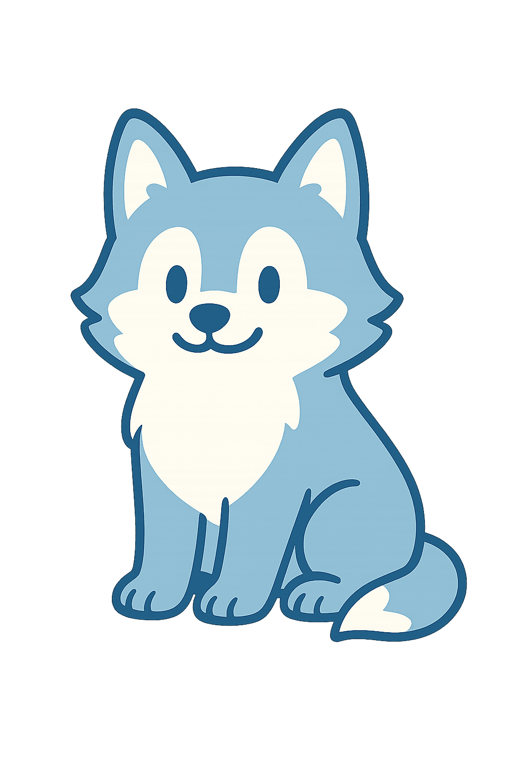 正面を向いたオオカミのイラスト